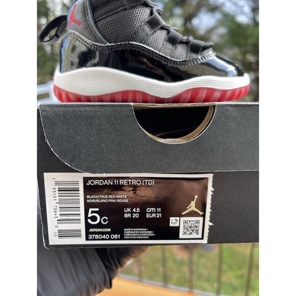 Air Jordan 11 Retro TD ‘Bred’ Baby Toddler 378040-061 - SZ 5C ‘VNDS’ - Picture 10 of 11